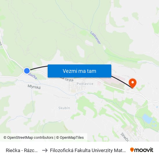 Riečka - Rázcestie to Filozofická Fakulta Univerzity Mateja Bela map