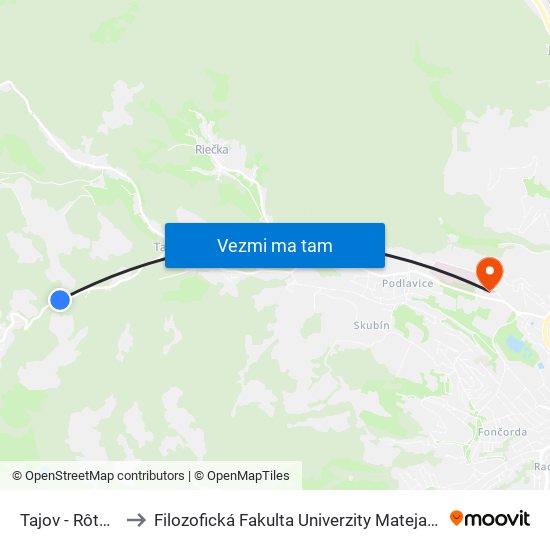 Tajov - Rôtovo to Filozofická Fakulta Univerzity Mateja Bela map