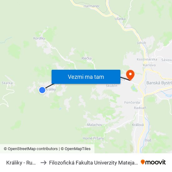 Králiky - Rusko to Filozofická Fakulta Univerzity Mateja Bela map