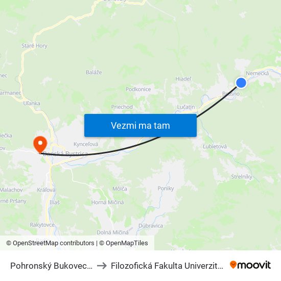 Pohronský Bukovec - Horáreň to Filozofická Fakulta Univerzity Mateja Bela map