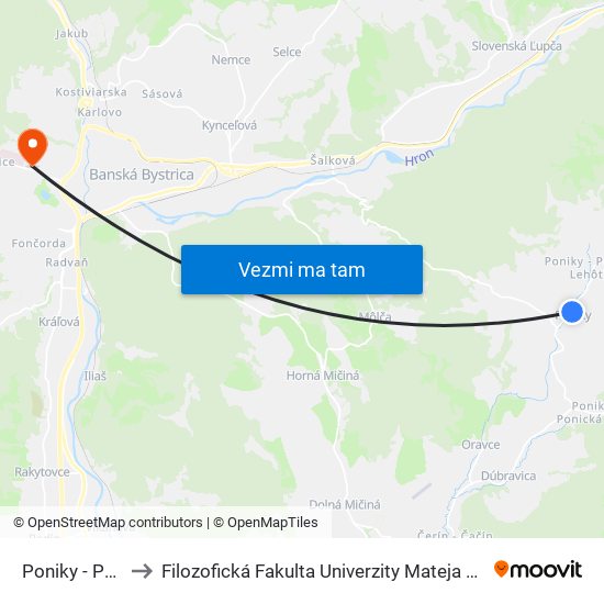 Poniky - Pelc to Filozofická Fakulta Univerzity Mateja Bela map