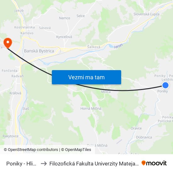 Poniky - Hlinka to Filozofická Fakulta Univerzity Mateja Bela map