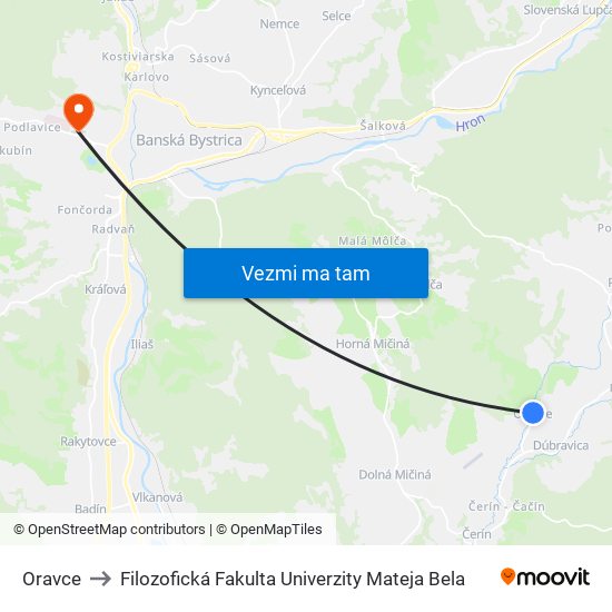 Oravce to Filozofická Fakulta Univerzity Mateja Bela map