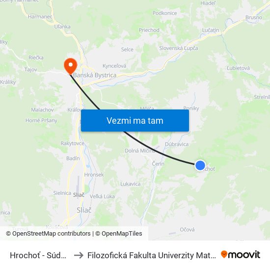 Hrochoť - Súdenica to Filozofická Fakulta Univerzity Mateja Bela map