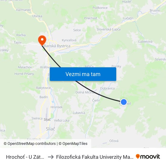 Hrochoť - U Zátrocha to Filozofická Fakulta Univerzity Mateja Bela map