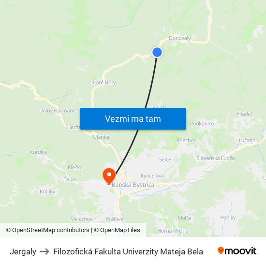 Jergaly to Filozofická Fakulta Univerzity Mateja Bela map