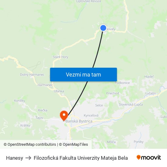 Hanesy to Filozofická Fakulta Univerzity Mateja Bela map