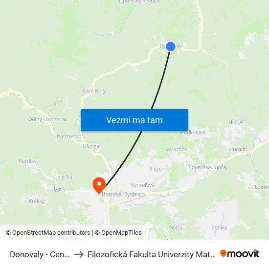 Donovaly - Centrum to Filozofická Fakulta Univerzity Mateja Bela map