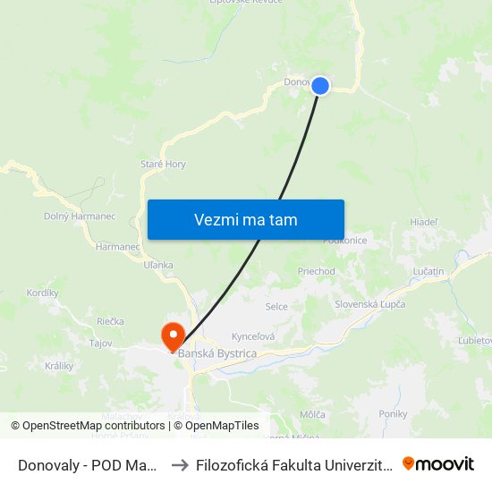 Donovaly - POD Magurou - Atc to Filozofická Fakulta Univerzity Mateja Bela map