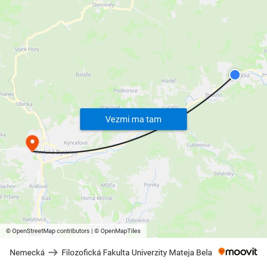 Nemecká to Filozofická Fakulta Univerzity Mateja Bela map