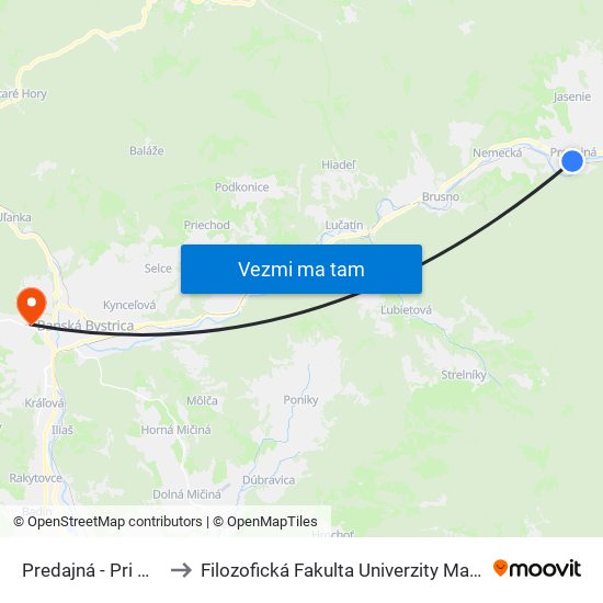 Predajná - Pri Moste to Filozofická Fakulta Univerzity Mateja Bela map