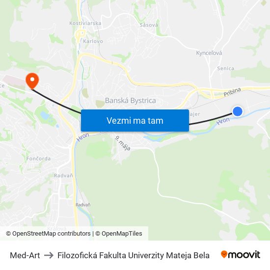 Med-Art to Filozofická Fakulta Univerzity Mateja Bela map