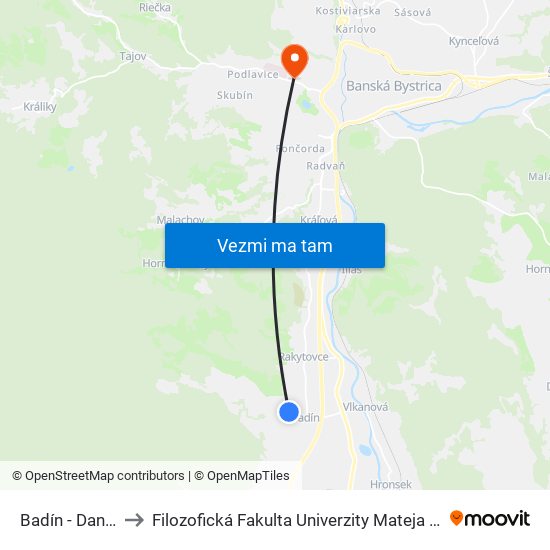 Badín - Danko to Filozofická Fakulta Univerzity Mateja Bela map