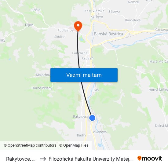 Rakytovce, Čov to Filozofická Fakulta Univerzity Mateja Bela map