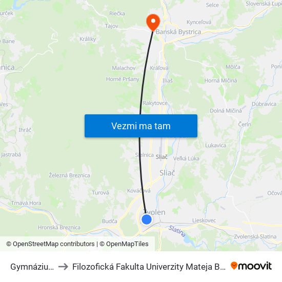 Gymnázium to Filozofická Fakulta Univerzity Mateja Bela map