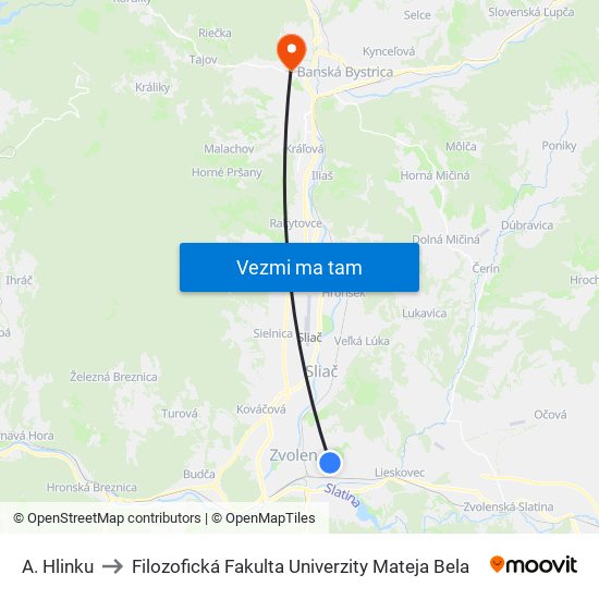 A. Hlinku to Filozofická Fakulta Univerzity Mateja Bela map