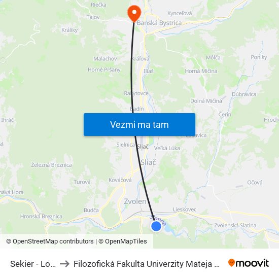 Sekier - Lom to Filozofická Fakulta Univerzity Mateja Bela map