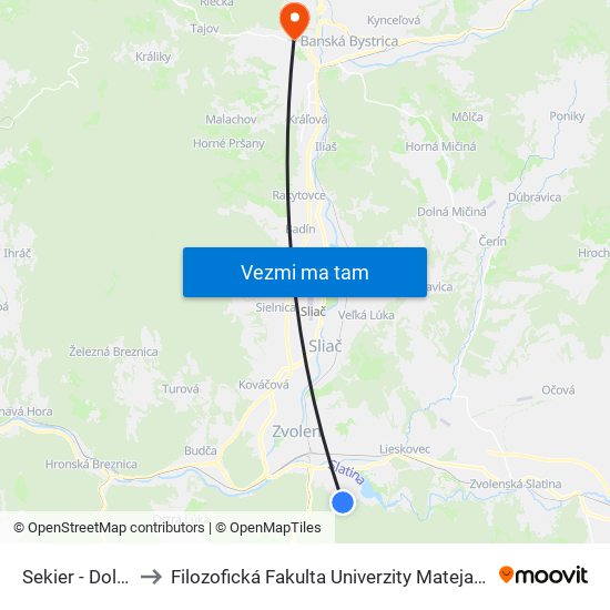 Sekier - Dolina to Filozofická Fakulta Univerzity Mateja Bela map