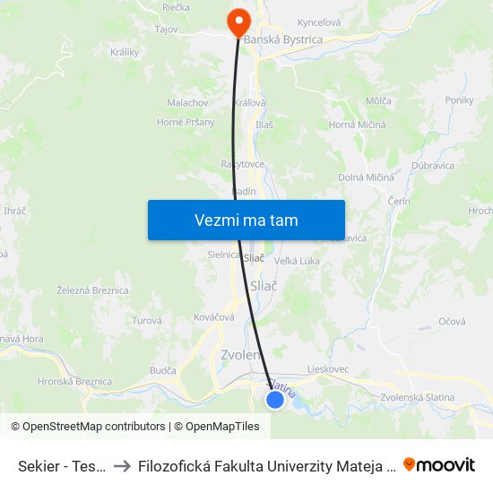 Sekier - Tesco to Filozofická Fakulta Univerzity Mateja Bela map