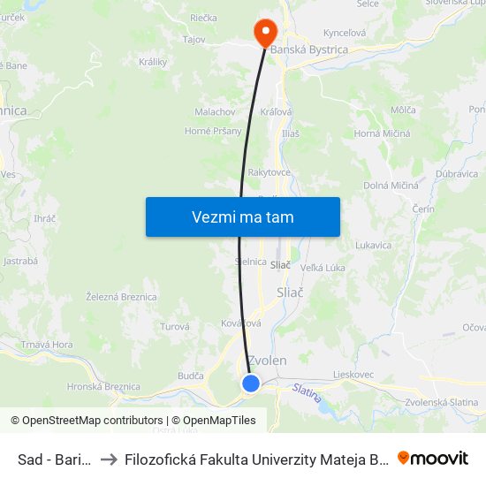 Sad - Bariny to Filozofická Fakulta Univerzity Mateja Bela map