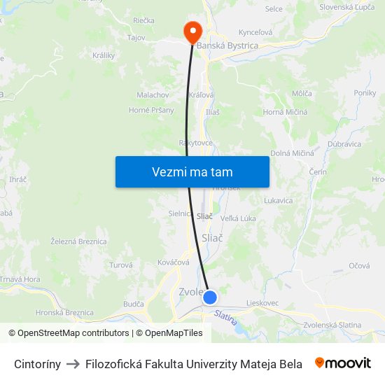 Cintoríny to Filozofická Fakulta Univerzity Mateja Bela map