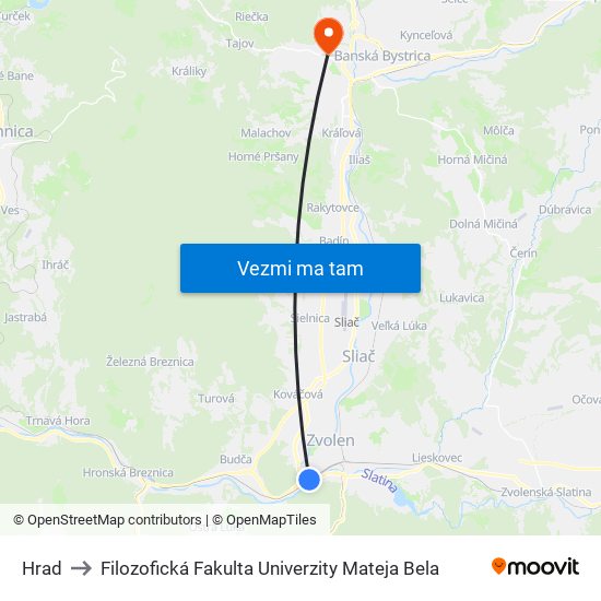 Hrad to Filozofická Fakulta Univerzity Mateja Bela map