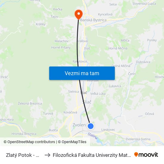 Zlatý Potok - Vi. Zš to Filozofická Fakulta Univerzity Mateja Bela map