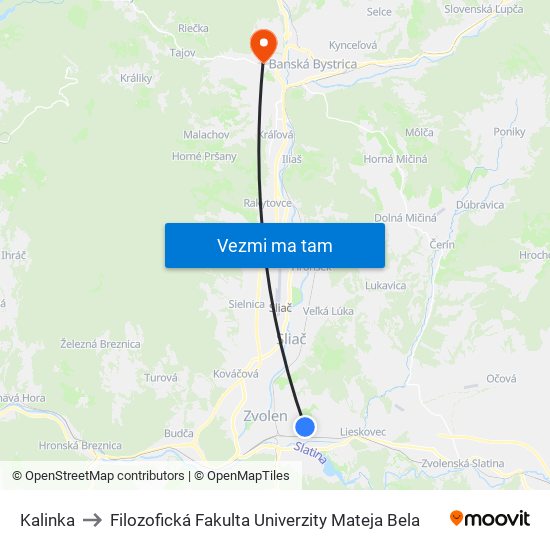 Kalinka to Filozofická Fakulta Univerzity Mateja Bela map