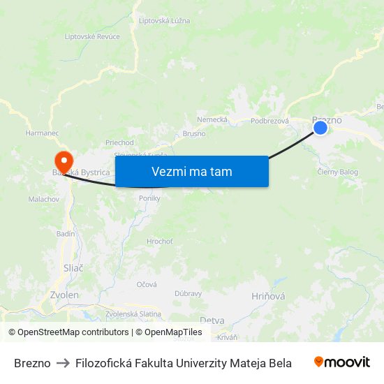 Brezno to Filozofická Fakulta Univerzity Mateja Bela map