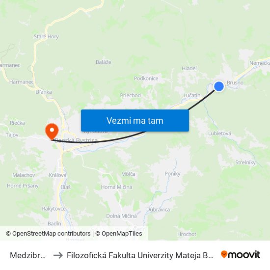 Medzibrod to Filozofická Fakulta Univerzity Mateja Bela map