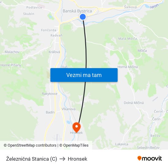 Železničná Stanica (C) to Hronsek map