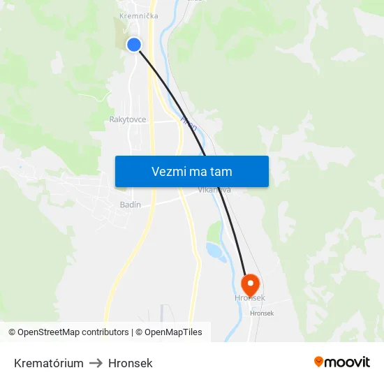 Krematórium to Hronsek map