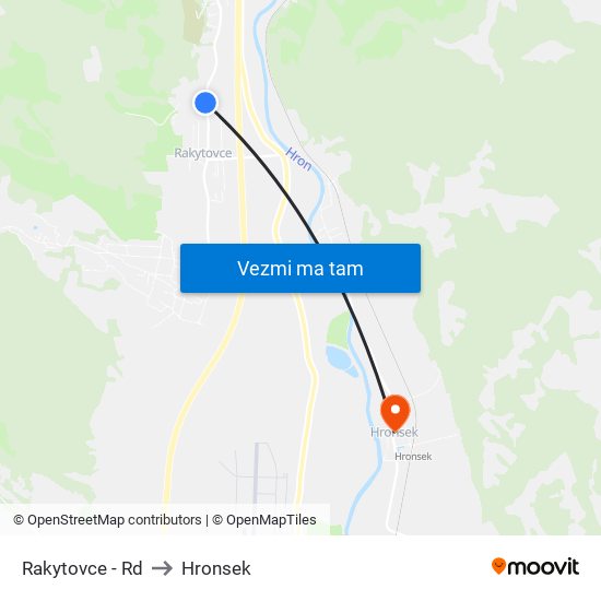 Rakytovce - Rd to Hronsek map