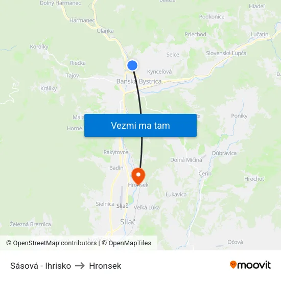 Sásová - Ihrisko to Hronsek map