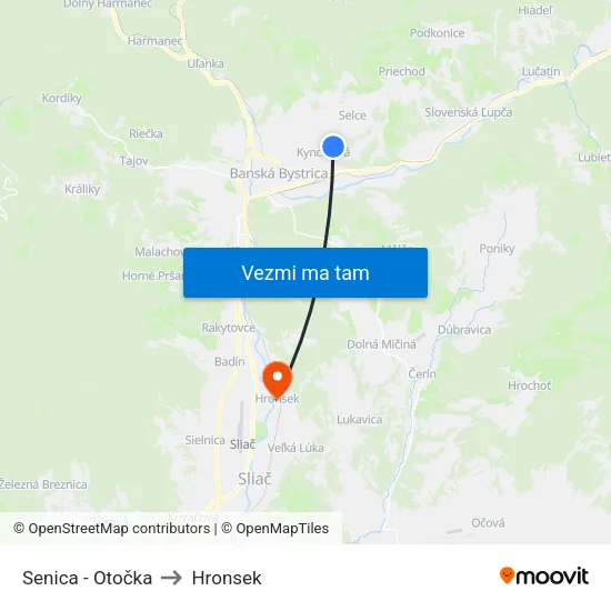 Senica - Otočka to Hronsek map