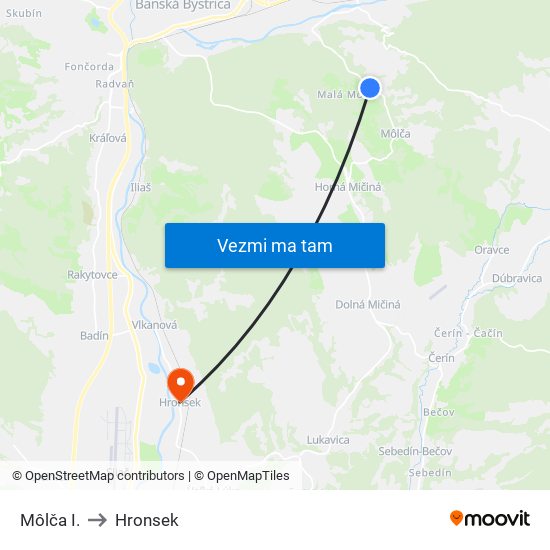 Môlča I. to Hronsek map