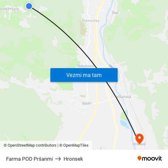 Farma POD Pršanmi to Hronsek map