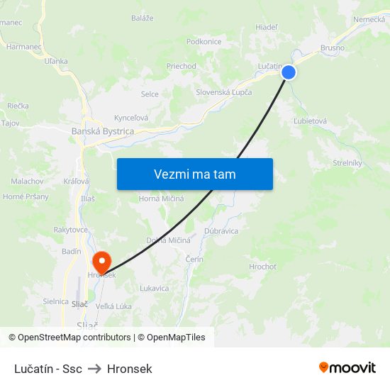 Lučatín - Ssc to Hronsek map