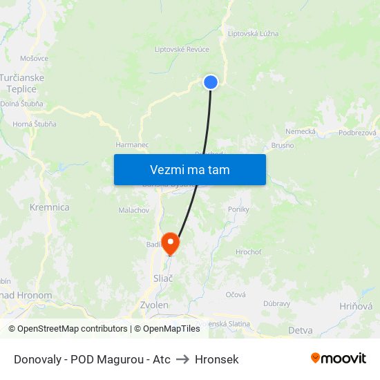 Donovaly - POD Magurou - Atc to Hronsek map