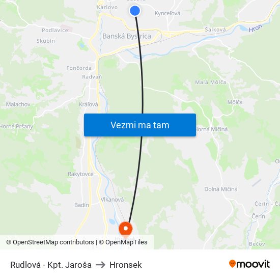 Rudlová - Kpt. Jaroša to Hronsek map