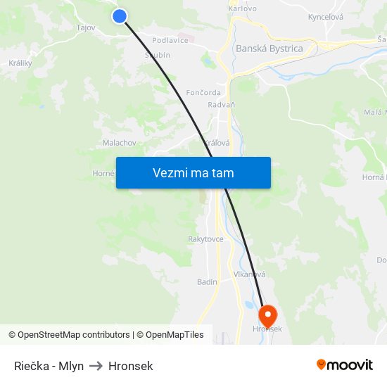 Riečka - Mlyn to Hronsek map