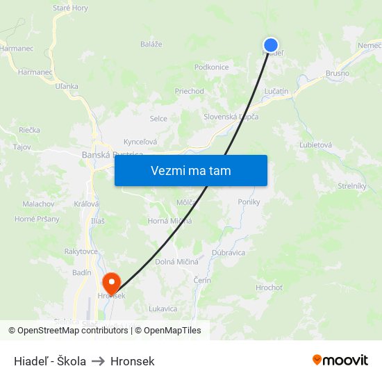 Hiadeľ - Škola to Hronsek map