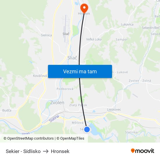 Sekier - Sídlisko to Hronsek map