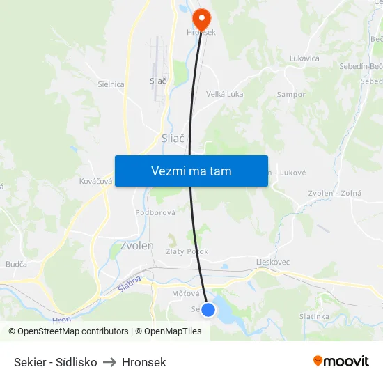 Sekier - Sídlisko to Hronsek map