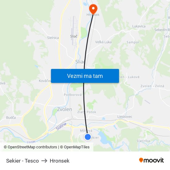 Sekier - Tesco to Hronsek map