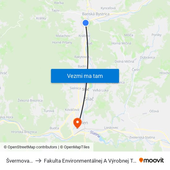 Švermova - Esc to Fakulta Environmentálnej A Výrobnej Technicky Tuzvo map