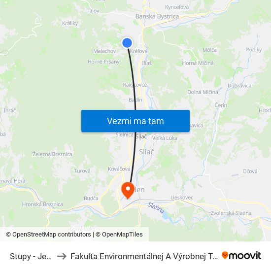 Stupy - Jednota to Fakulta Environmentálnej A Výrobnej Technicky Tuzvo map