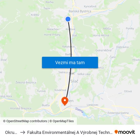 Okružná to Fakulta Environmentálnej A Výrobnej Technicky Tuzvo map