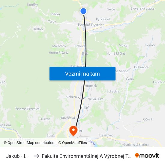 Jakub - Ihrisko to Fakulta Environmentálnej A Výrobnej Technicky Tuzvo map