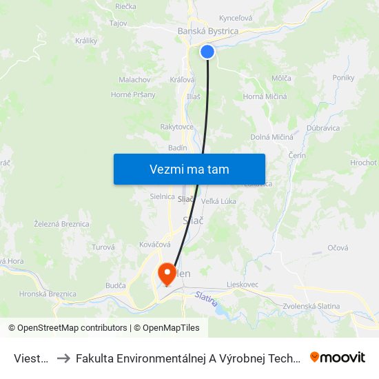 Viestova to Fakulta Environmentálnej A Výrobnej Technicky Tuzvo map